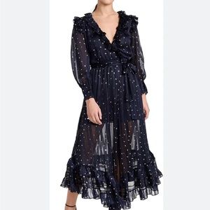 MISA Gabriela Dress Navy Lurex Dot